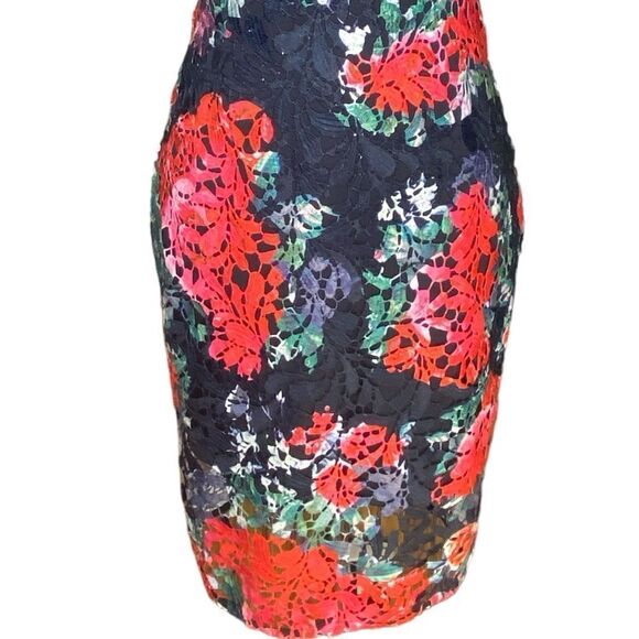 Soieblu Sz Med Black Multi Color Floral Embroidered Off-the-Shoulder Mini Dress - Picture 4 of 7